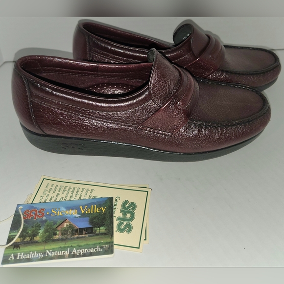 NEW! Men’s SAS Alamo Leather Slip-On Loafers Cordovan Size 10 USA Made - Picture 2 of 10